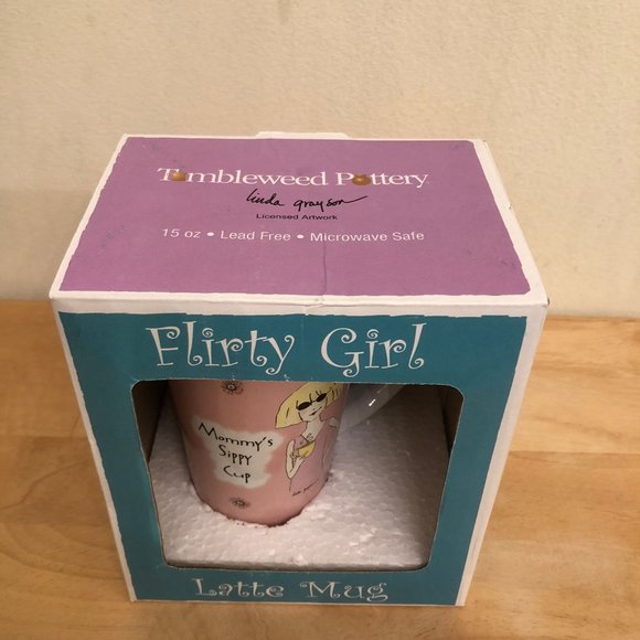 New in Box Tumbleweed Pottery "Mommy's Sippy Cup" Latte Pink Ceramic Mug - Picture 2 of 4